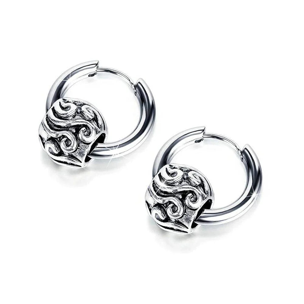Bullion Gold Zen Bead Hoop White Gold Layered Earrings