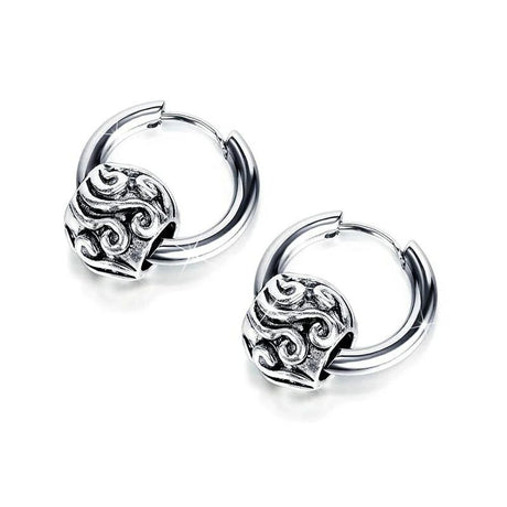 Bullion Gold Zen Bead Hoop White Gold Layered Earrings