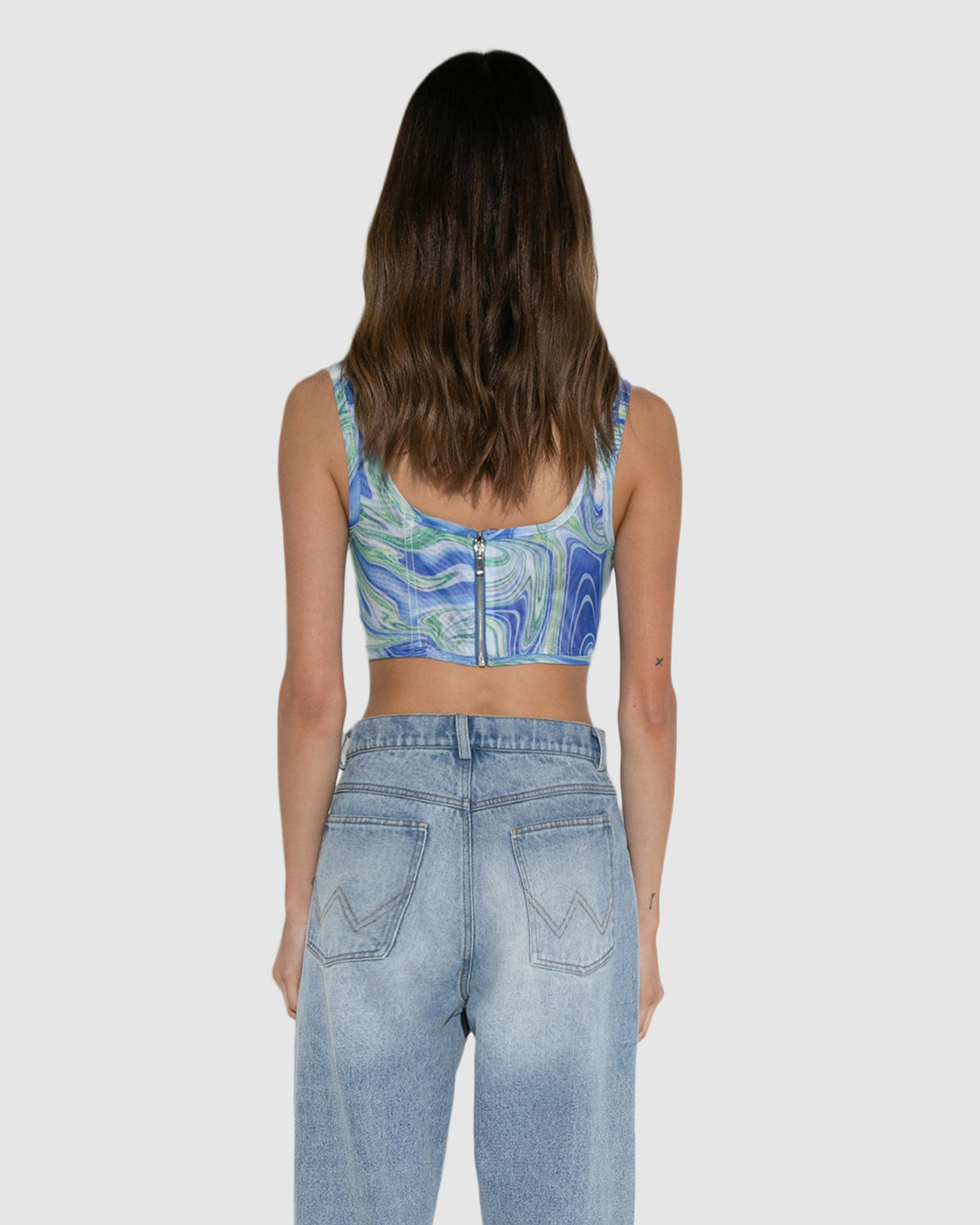 BY.DYLN Suki Corset - Blue Print