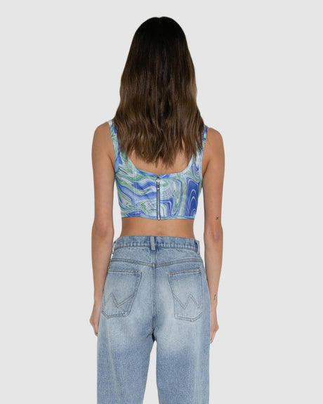 BY.DYLN Suki Corset - Blue Print