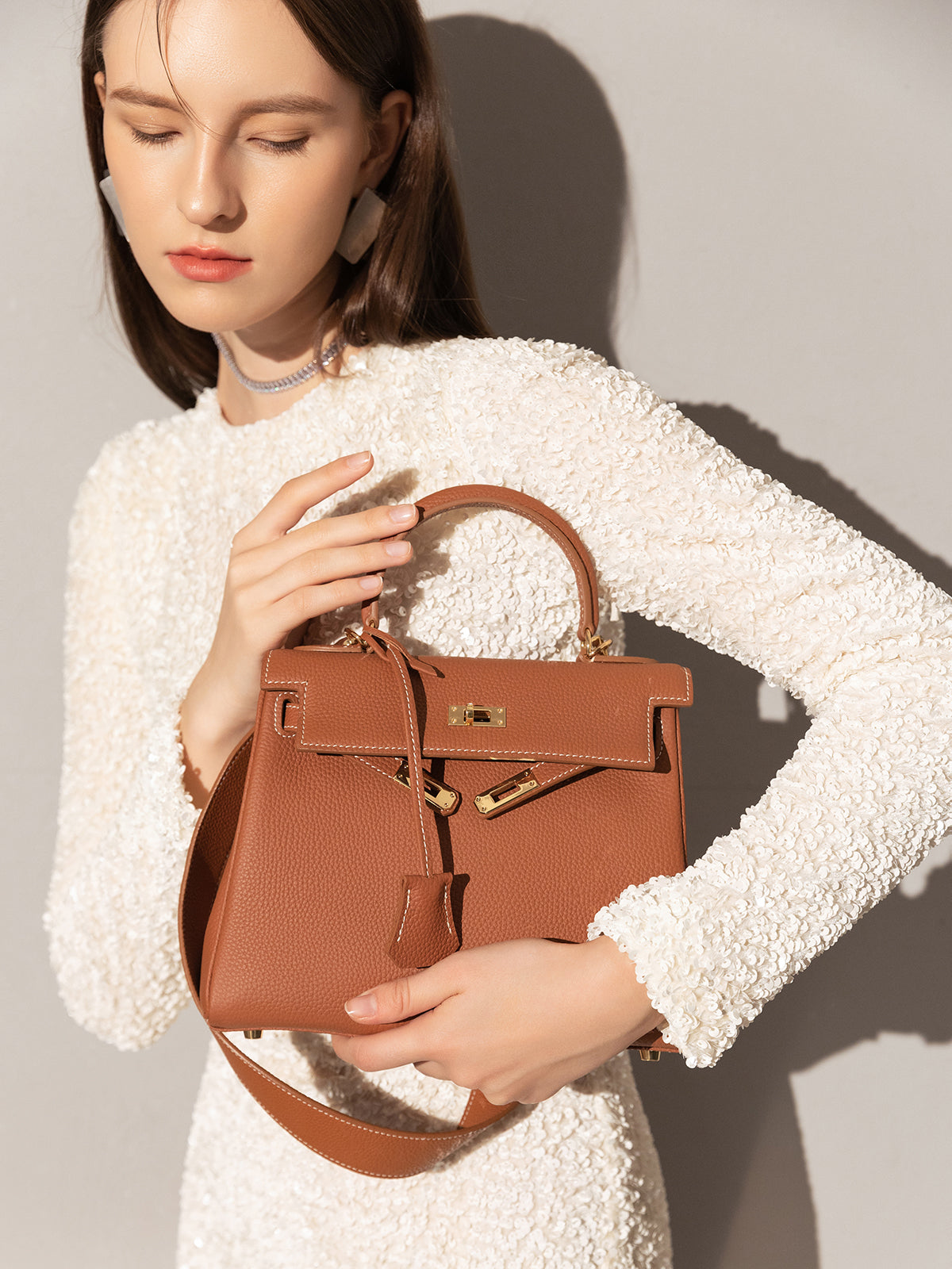 Queens Mini Top Handle Palm - Brown