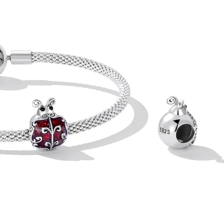 Solid 925 Signature Silver Antique Dixie Ladybird Charm