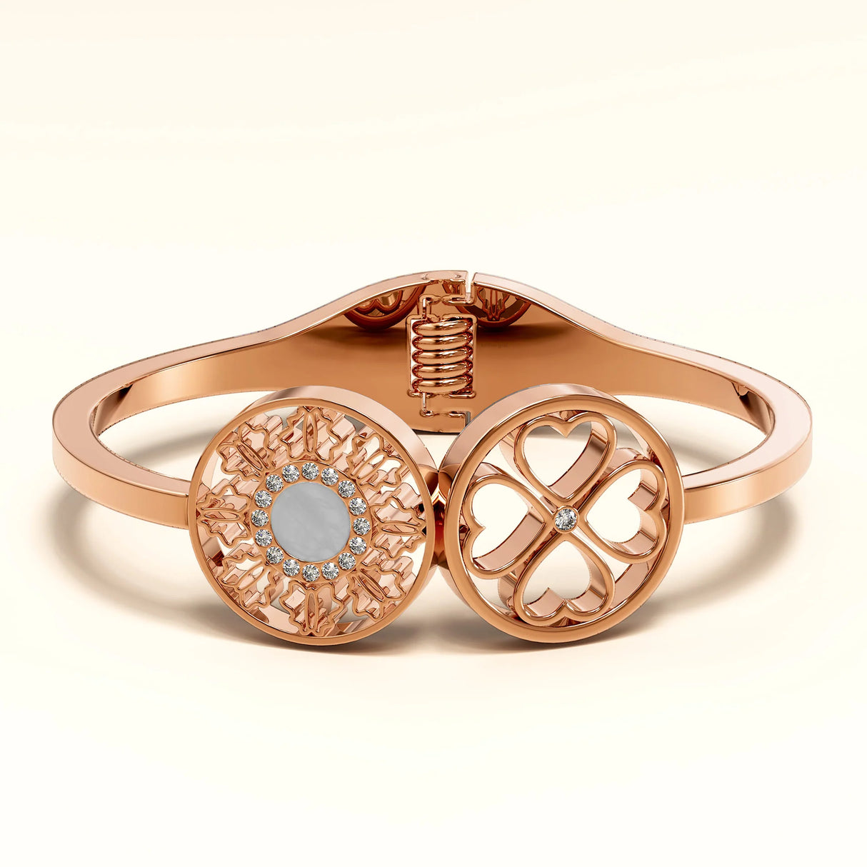 Bullion Gold Artistic Floral Hinged Bangle
