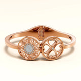 Bullion Gold Artistic Floral Hinged Bangle