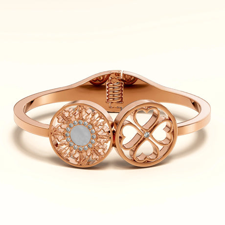 Bullion Gold Artistic Floral Hinged Bangle