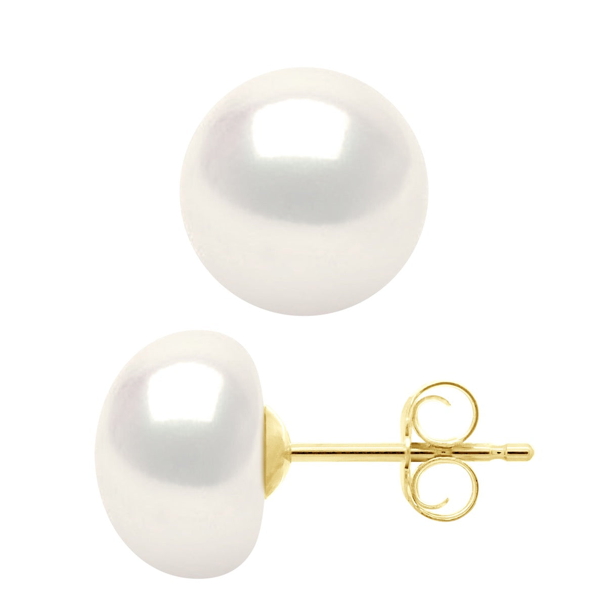 Earrings Yellow Gold - Natural White - Longueur 42 cm