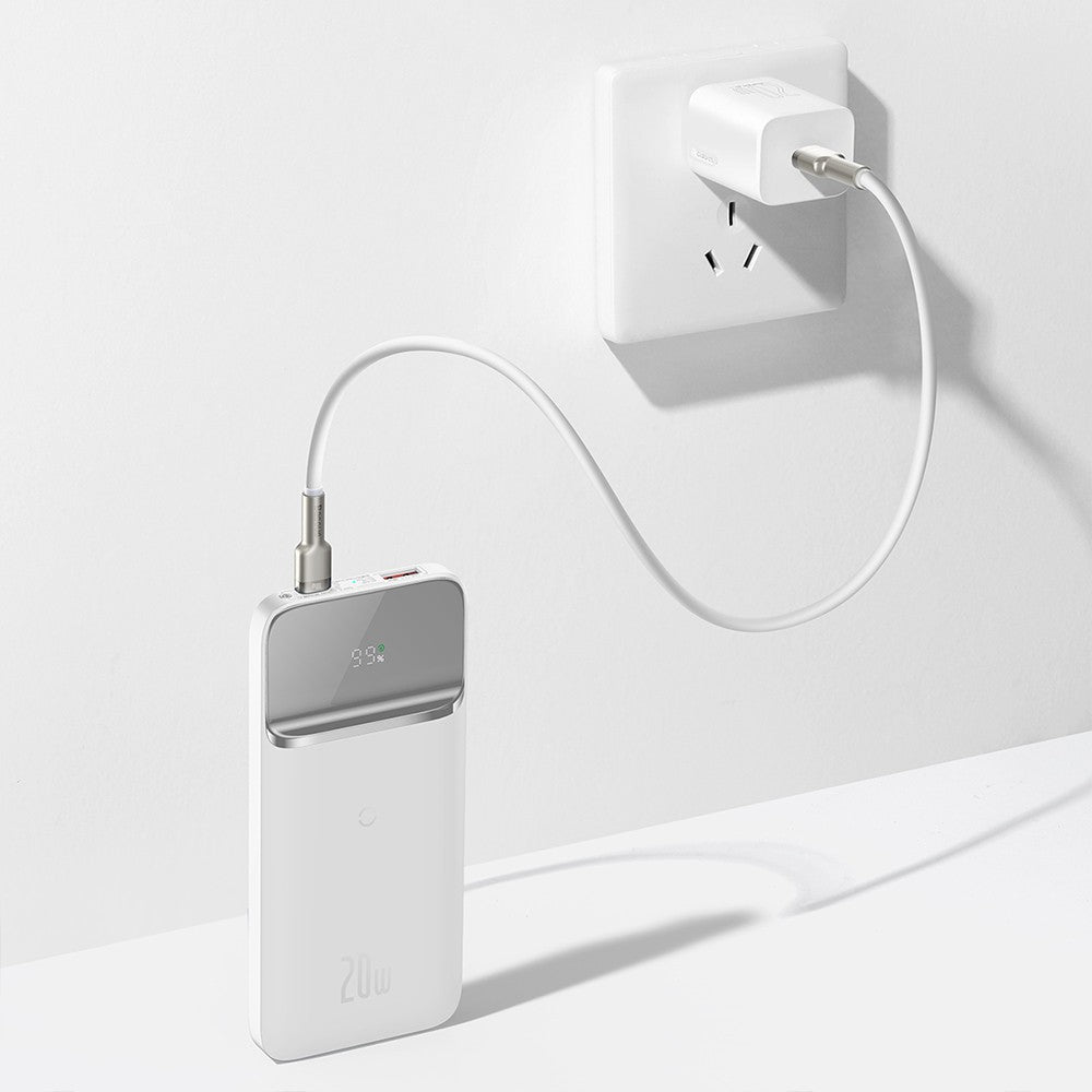 Baseus Magnetic Wireless Quick Charge Power Bank 10000mAh 20W Digital LED Display USB Type-C Type-A - White