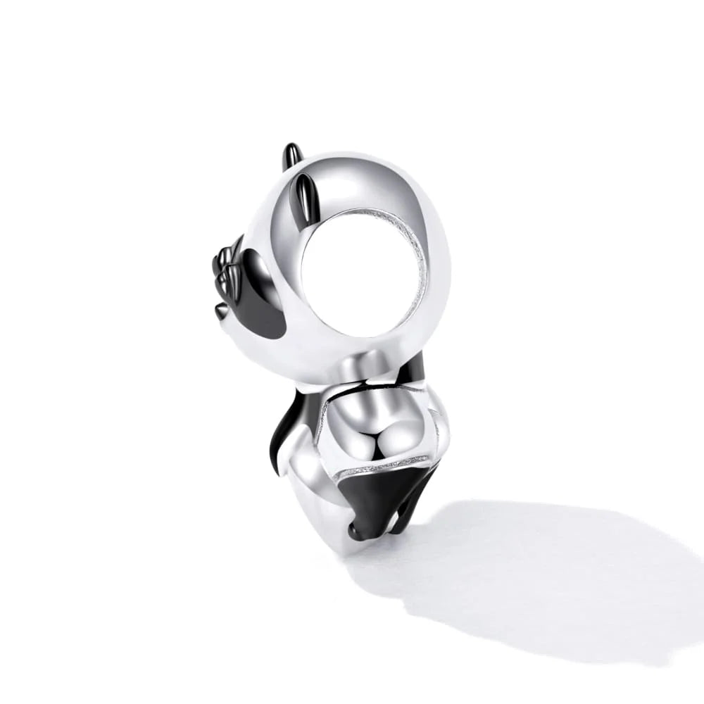 Solid 925 Signature Silver Panda With Pink Charm