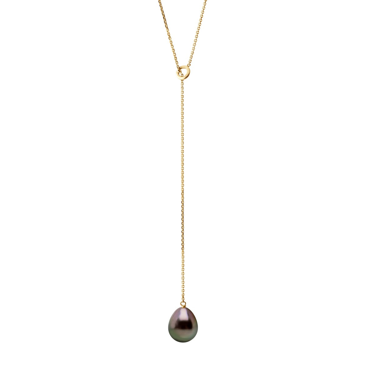 Necklace "Lasso"- Real Cultured Pearl Pear 8-9 mm - Longueur 42 cm