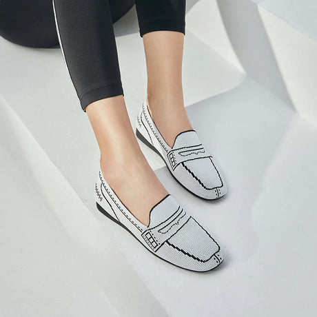 Comfortable Slip On Square Toe Loafers - White