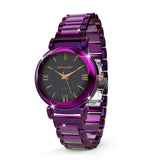 Bullion Gold Bullion Gold Romish Watch Embellished with Glittering Crystals - Purple and Black