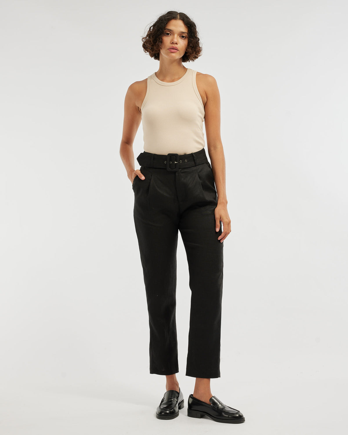 Amelius Azure Linen Pant - Black