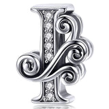 Solid 925 Sterling Silver Vintage Inspired Antique Alphabet Charm