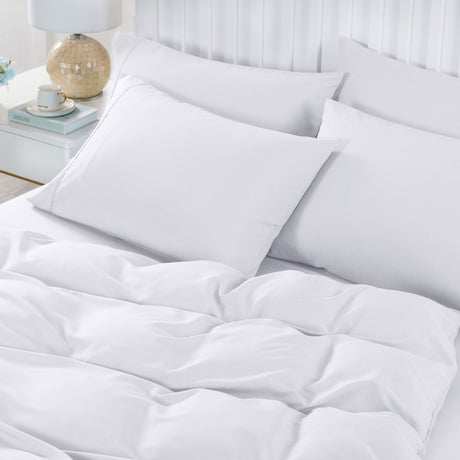 Royal Comfort Bamboo Cooling 2000TC 6-Piece Combo Set -Double-White