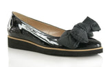 Bosccolo Womens Ballerina With Big Bow - Black Lacquered