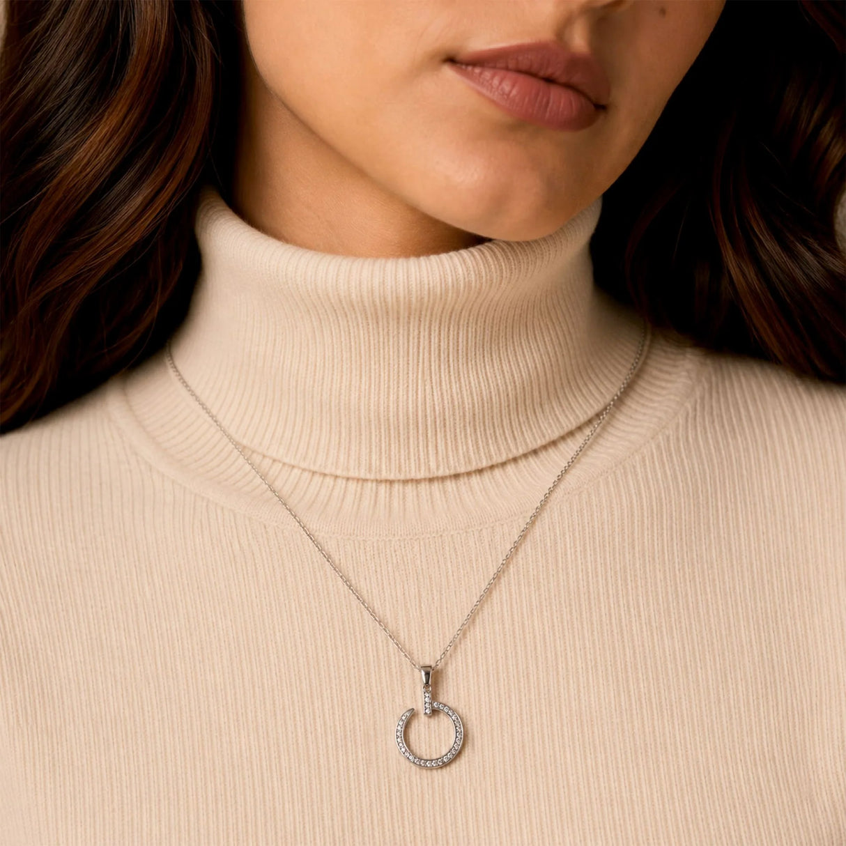 Krystal Couture Paradigm in Circle White Gold Pendant Necklace Embellished with Swarovski Crystals