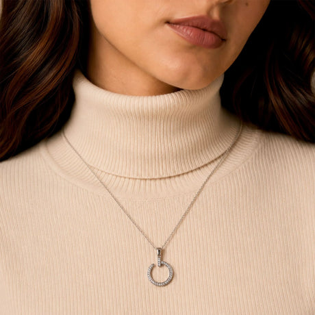 Krystal Couture Paradigm in Circle White Gold Pendant Necklace Embellished with Swarovski Crystals