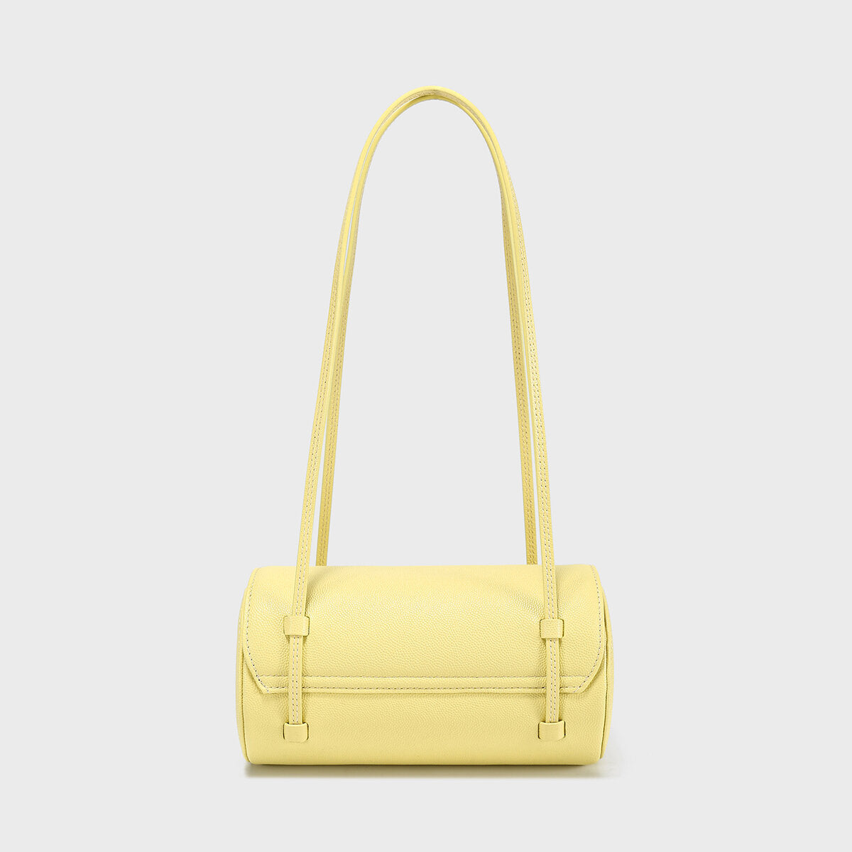 Pebbled Leather Cylinder Barrel Bag - Yellow