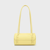 Pebbled Leather Cylinder Barrel Bag - Yellow