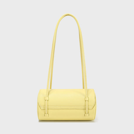 Pebbled Leather Cylinder Barrel Bag - Yellow