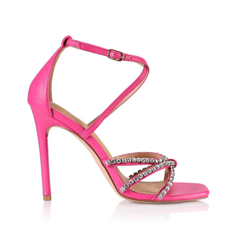 Siren Heeled Sandals - Hot Pink Leather