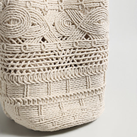Multi-Pattern Macrame Bucket Bag - Ivory