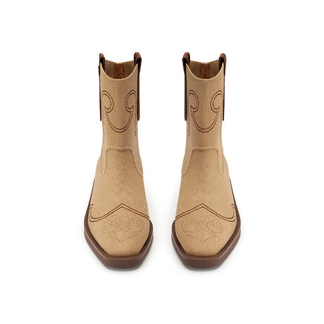 Knit Cowboy Boots - Apricot