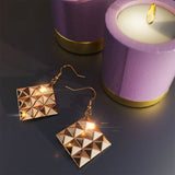 Bullion Gold Fascination Geometric Diamond Shape Metallic  Earrings Rose Gold