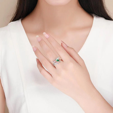 Adjustable Solid 925 Sterling Silver Humming Bird Fashion Ring