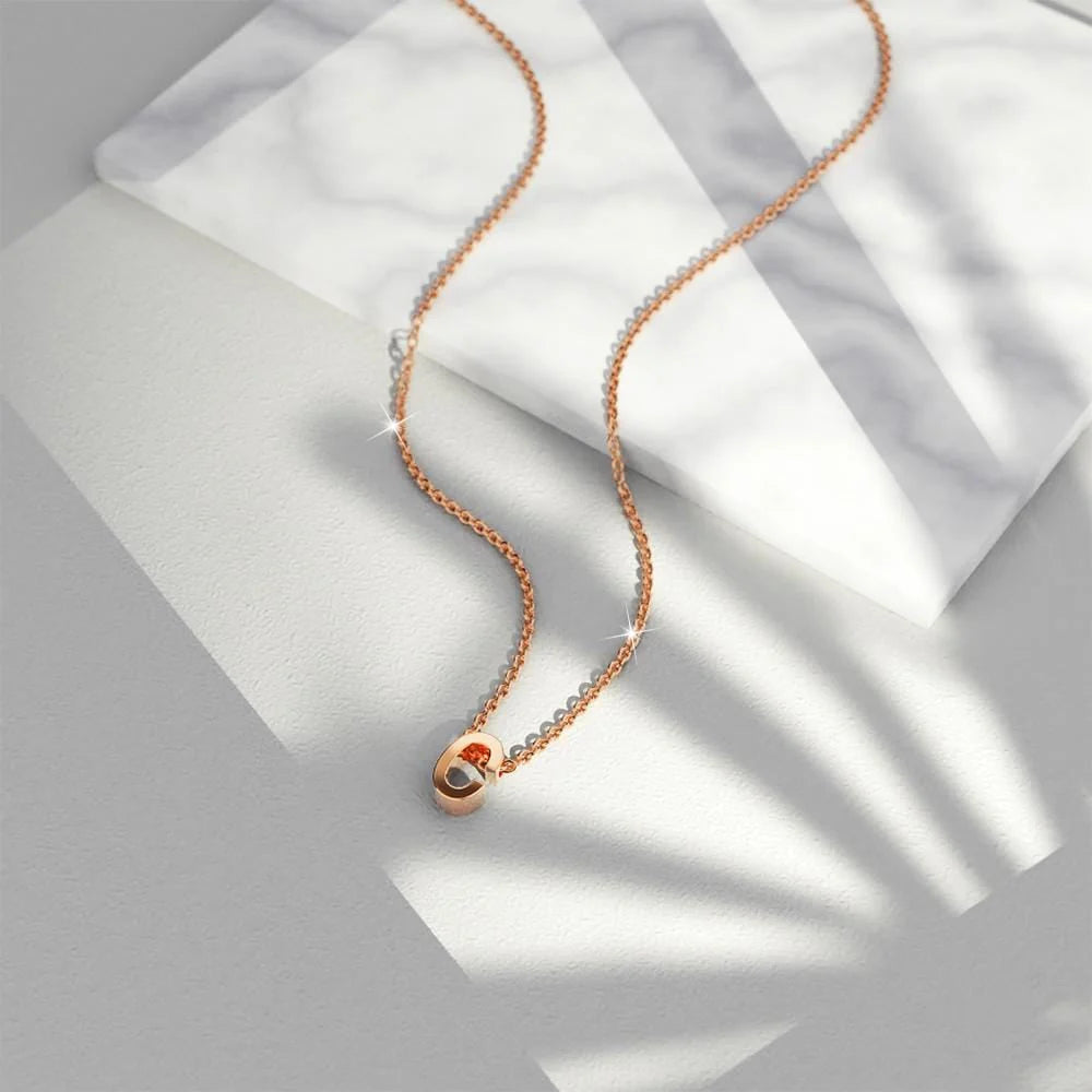Bullion Gold Initials Brick Alphabet Letter Necklace Rose Gold Layered Steel Jewellery