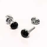 Solid 925 Sterling Silver Bezel Round Onyx Studs