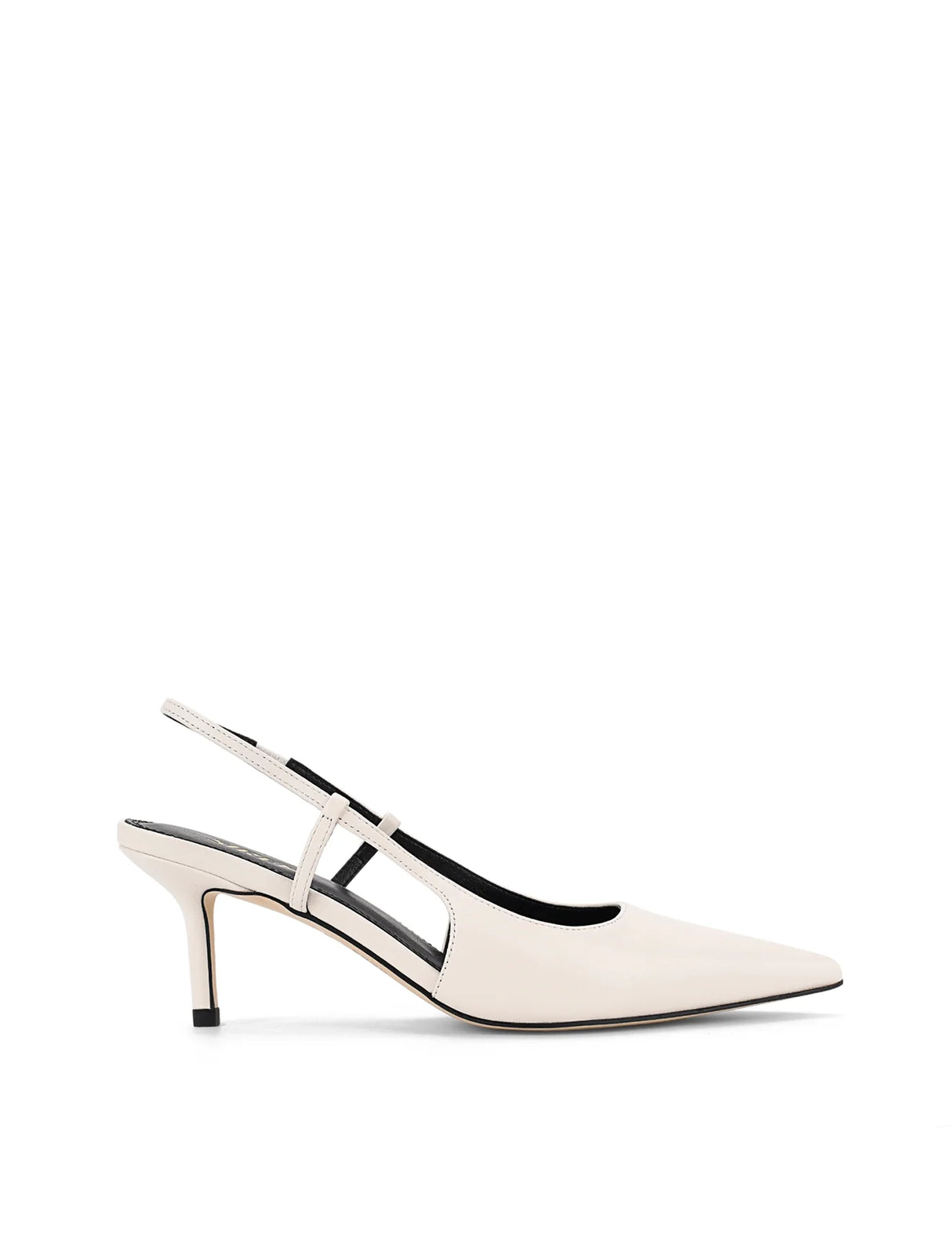 Siren Heeled Slingbacks - Chalk White Leather