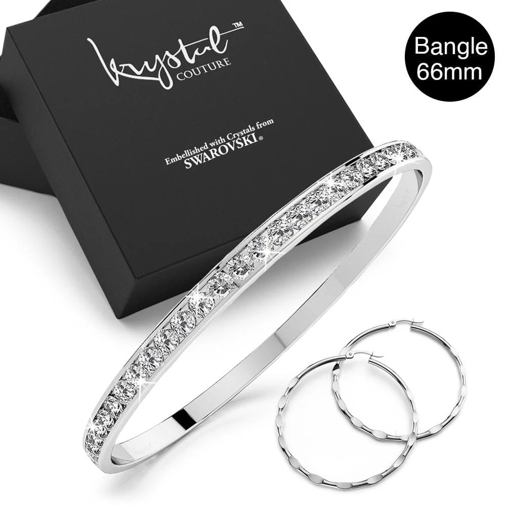 Boxed Aurelle Bangle and Hoops Set Embellished with SWAROVSKI® Crystals