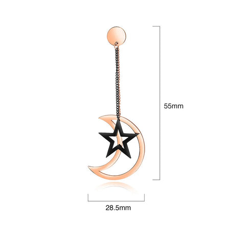Bullion Gold Shimmering Moon Star Drop Earrings