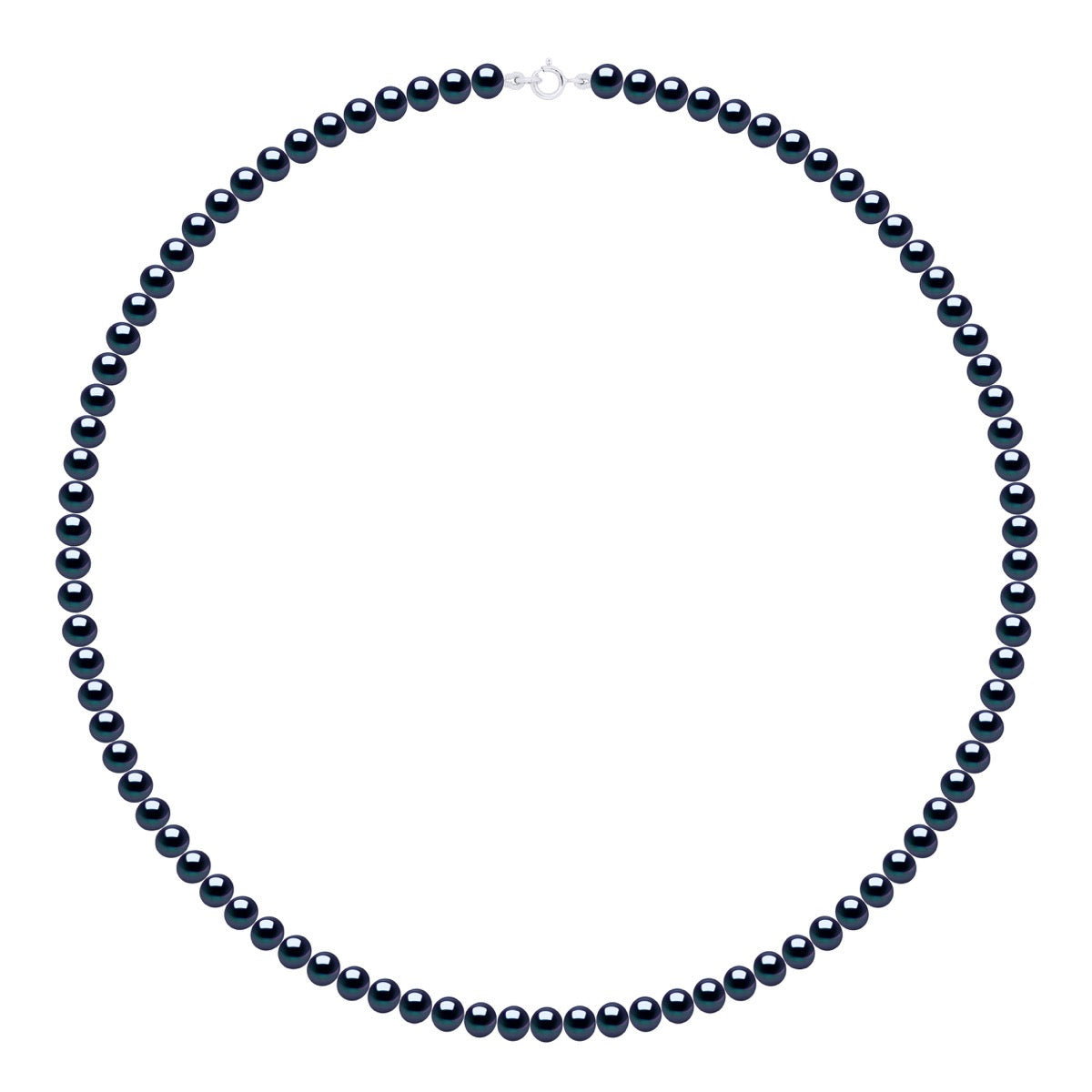 Necklace of Real Cultured Freshwater Pearls Semi Round 5-6 mm - Black Tahiti - Longueur 42 cm