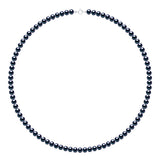 Necklace of Real Cultured Freshwater Pearls Semi Round 5-6 mm - Black Tahiti - Longueur 42 cm