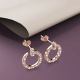 Krystal Couture Rose Gold Dazzling Pave Set Open Circle Stud Earrings Embellished with Swarovski Crystals