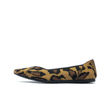 Leopard Print Pointed Toe Work Shoes - Tan