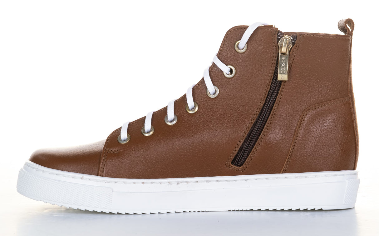 Bosccolo Womens Sneakers With Zipper - Brown/White
