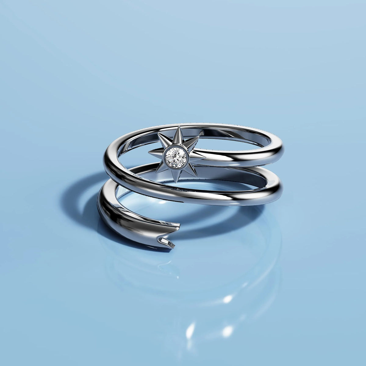 Adjustable Solid 925 Sterling Silver Spinny Bloom Ring