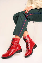 Bosccolo Womens Boots - Red Crocodile