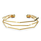 Bullion Gold Three Tiered Hexagon Cuff Bangle in Gold