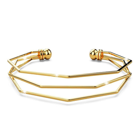 Bullion Gold Three Tiered Hexagon Cuff Bangle in Gold