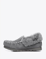 Popo Cow Suede Moccasin in Grey