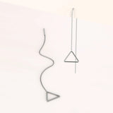 Solid 925 Sterling Silver Triangle Threader Earrings