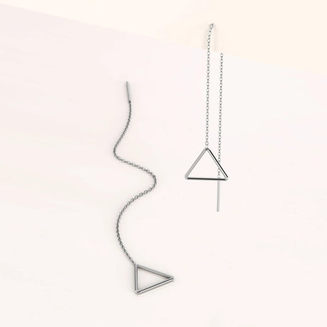 Solid 925 Sterling Silver Triangle Threader Earrings