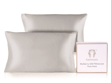 Ramesses Mulberry Silk / Satin Pillowcase Twin Pack - Silver