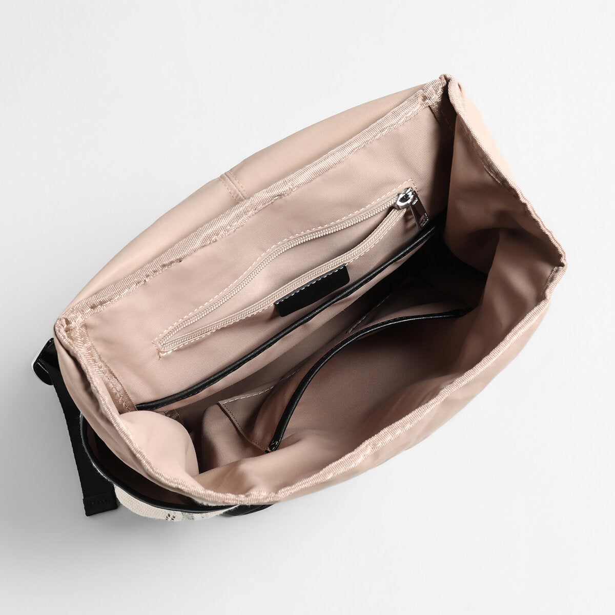 Canvas & Leather Drawstring Backpack - Ivory