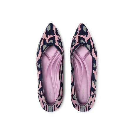 Leopard Print Pointed Toe Work Shoes - Pink