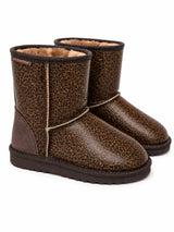 Australian Leather Ugg Leather Short Leopard Full Print - Chocolate - AU10